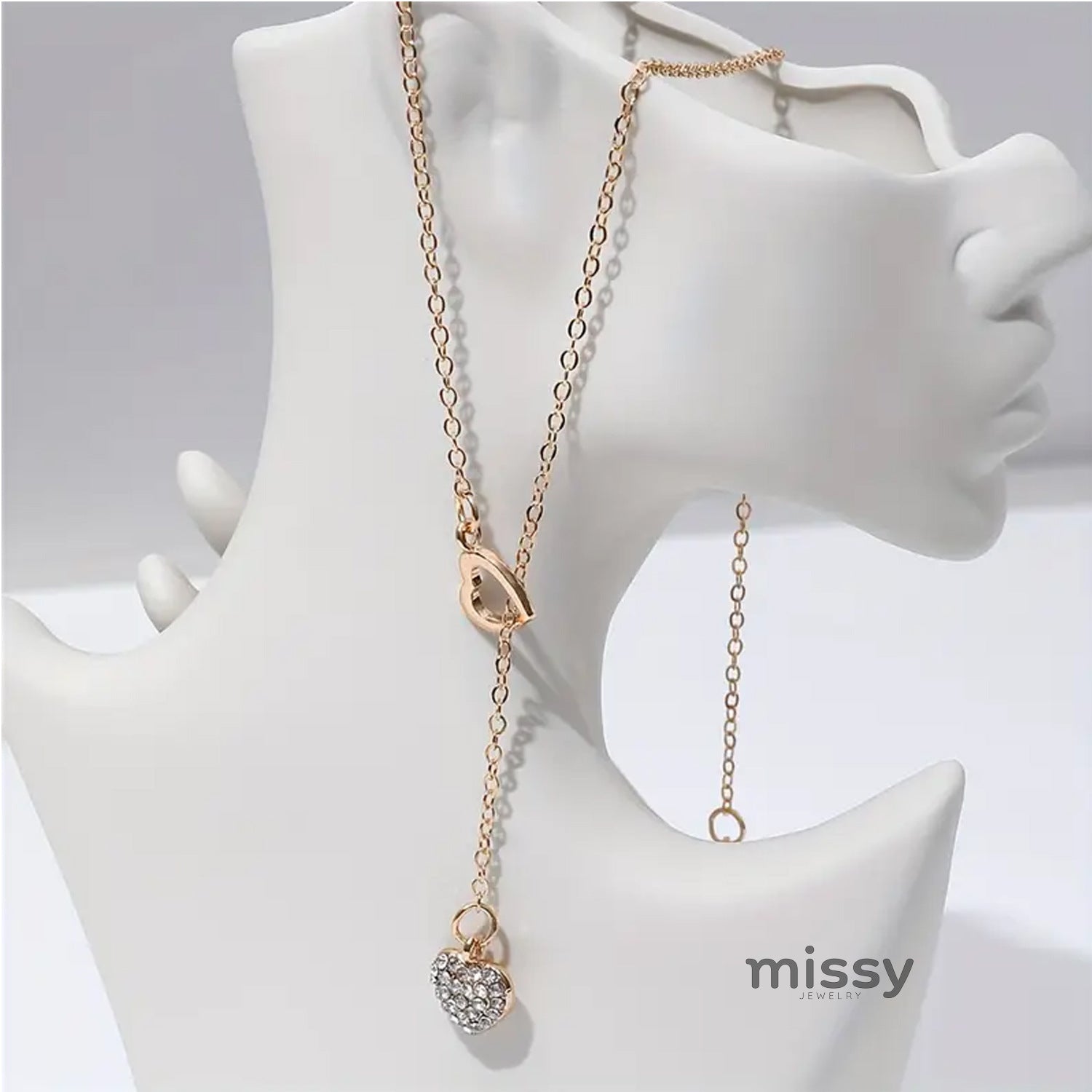 Jaylyn Rhinestone Heart Necklace [NGDJBXGG]