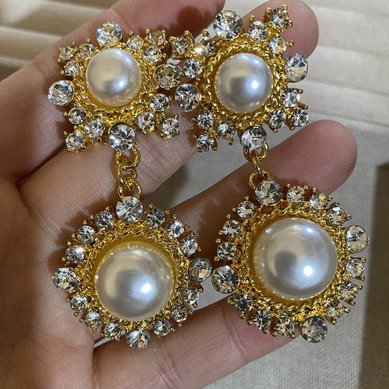 Jemimah Pearl Diamond Drop Earrings [ODNV4WV1]
