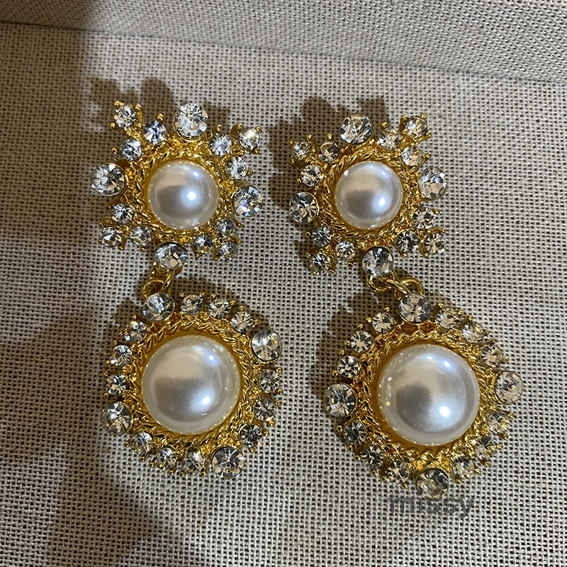 Jemimah Pearl Diamond Drop Earrings [MPVCBGJC]