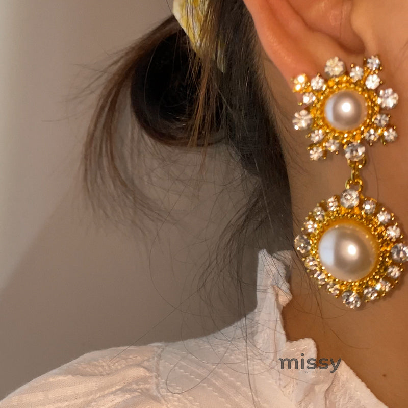 Jemimah Pearl Diamond Drop Earrings [O7V8P2N5]