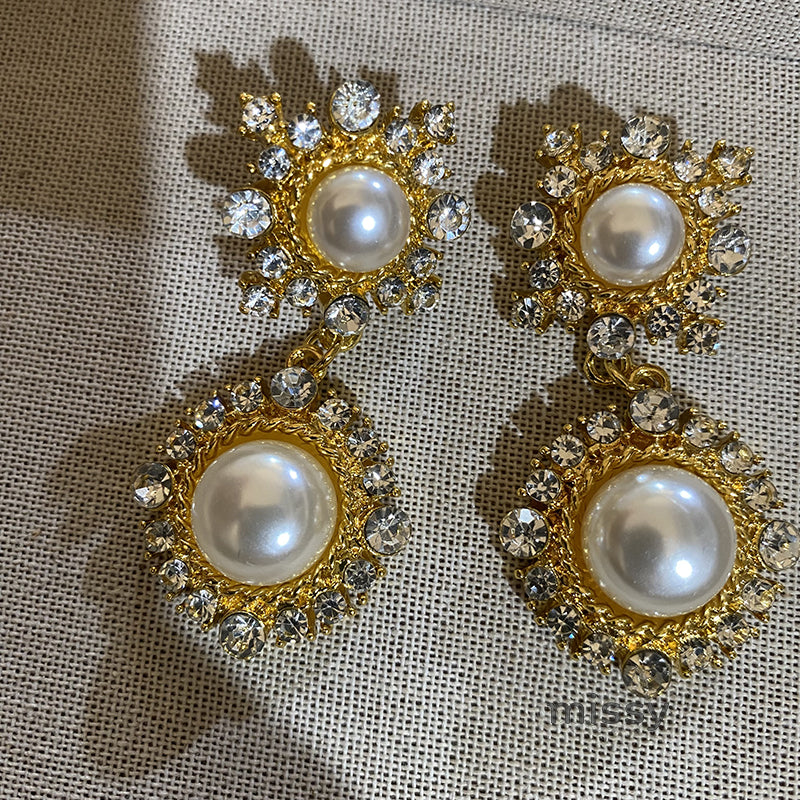 Jemimah Pearl Diamond Drop Earrings [BTOLVBIG]