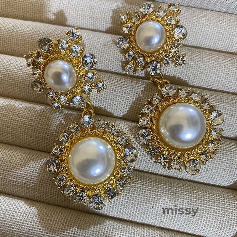 Jemimah Pearl Diamond Drop Earrings [U3I76XVR]