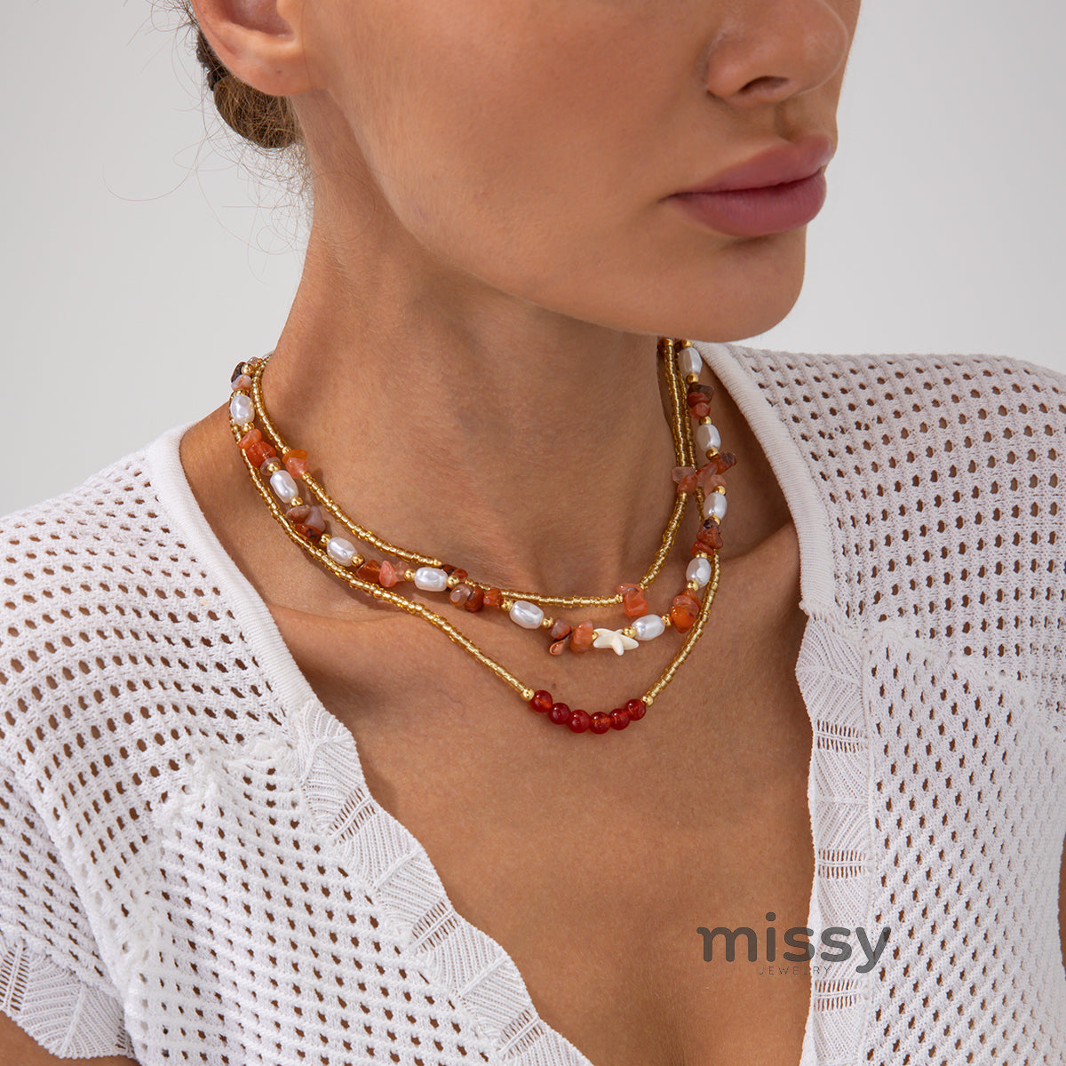 Jocelyne Layered Pearl Necklace Set