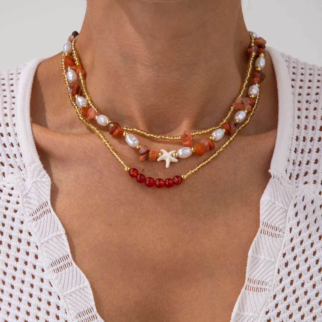 Jocelyne Layered Pearl Necklace Set