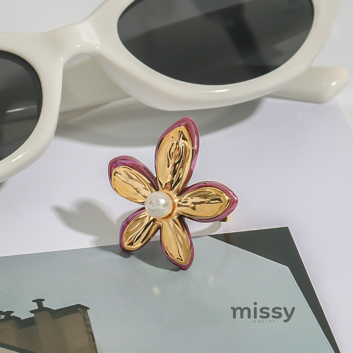 Jocelynne Pearl Flower Ring