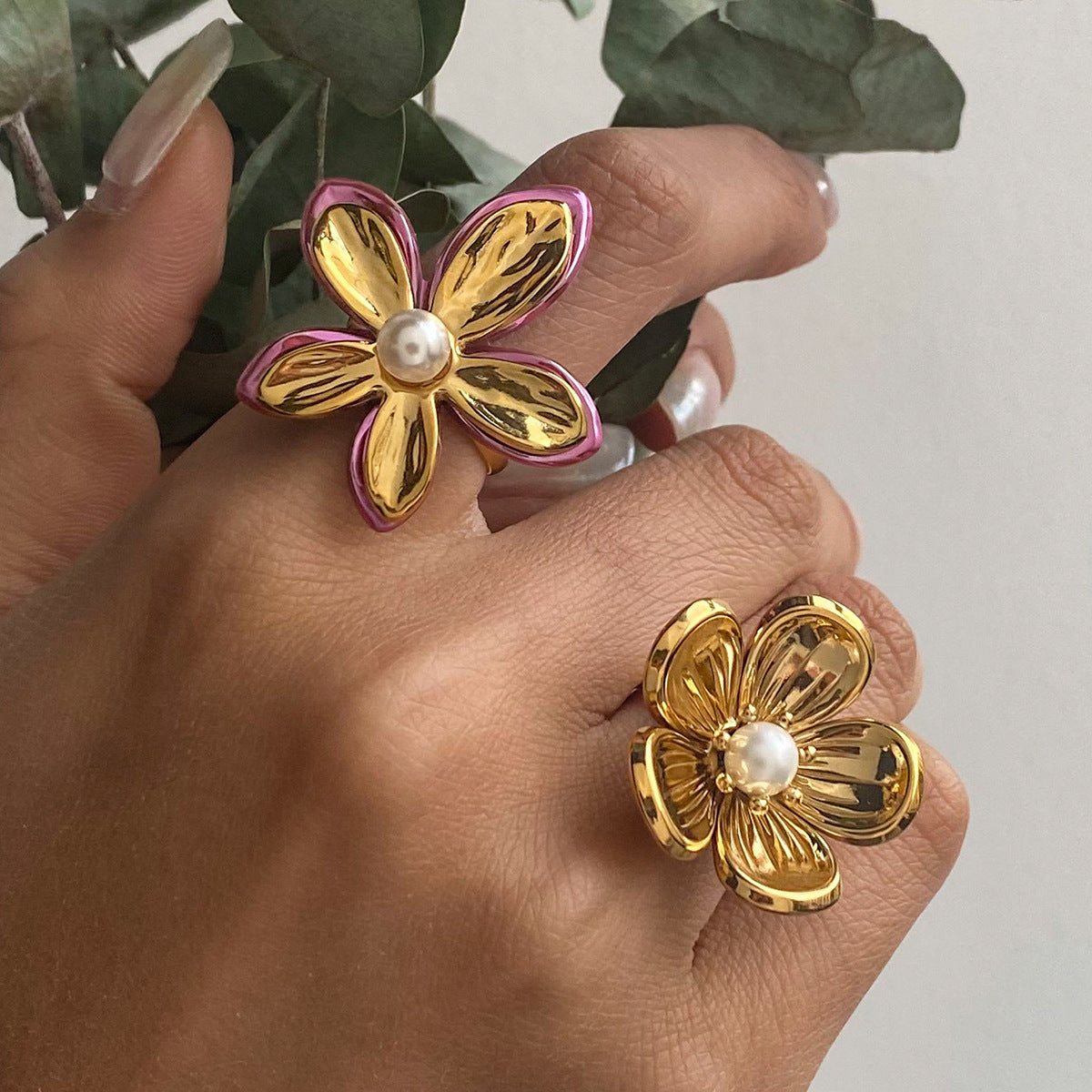 Jocelynne Pearl Flower Ring