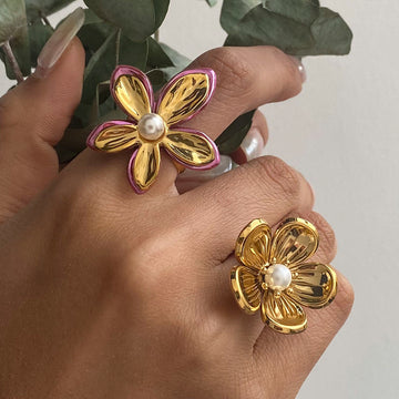 Jocelynne Pearl Flower Ring