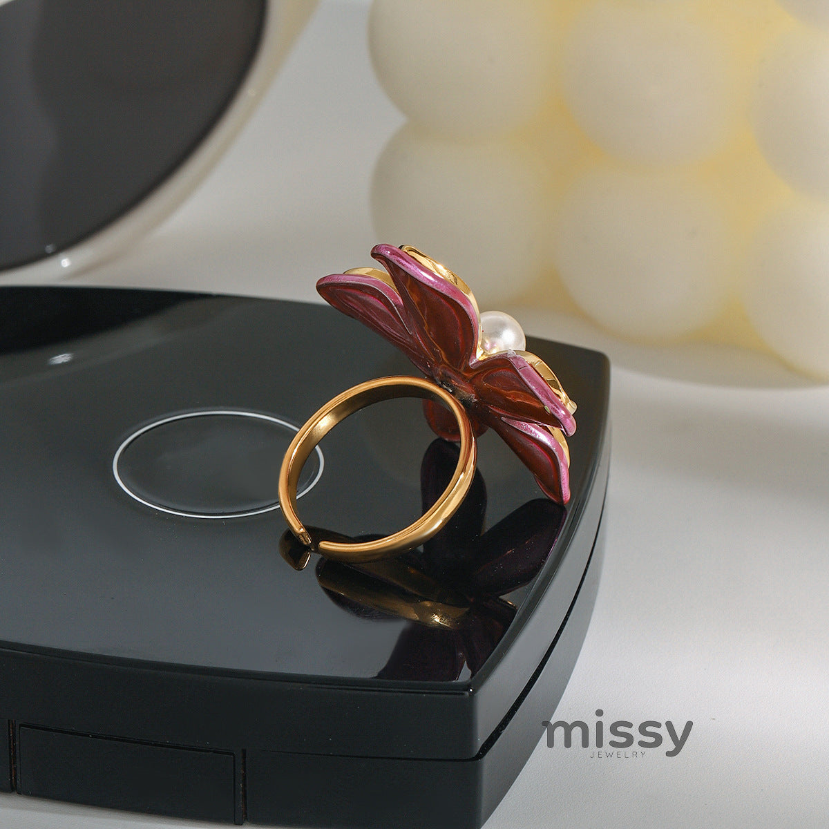 Jocelynne Pearl Flower Ring