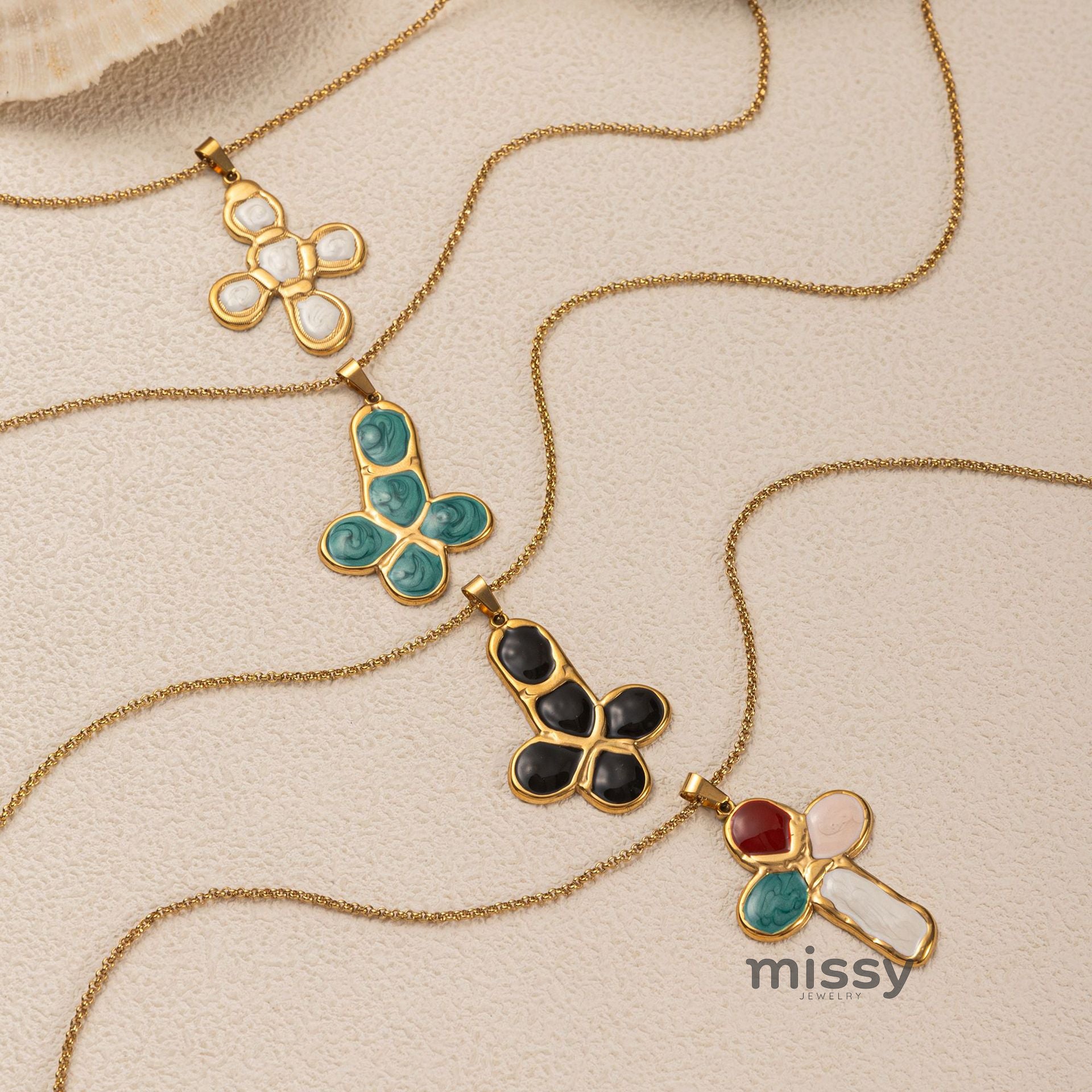 Joi Colorful Enamel Cross Necklace [0V2P8GFF]