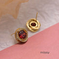 Jolynn Hollow Garnet Zircon Earrings [FHZRS39E]
