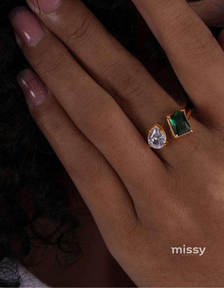 Julieann Geometric Crystal Ring [HZRGWOPV]