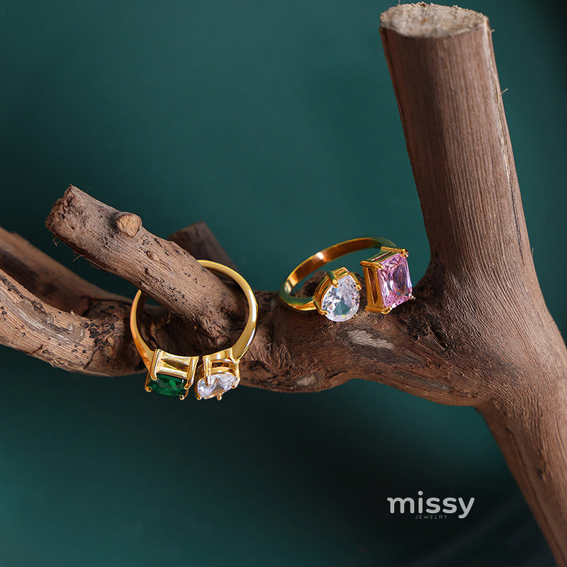 Julieann Geometric Crystal Ring [ACO0DFD4]
