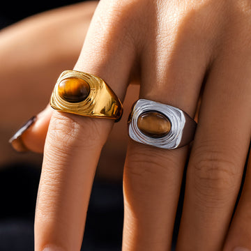 Kaelyn Titanium Tiger Eye Ring [F2DXGNH0]