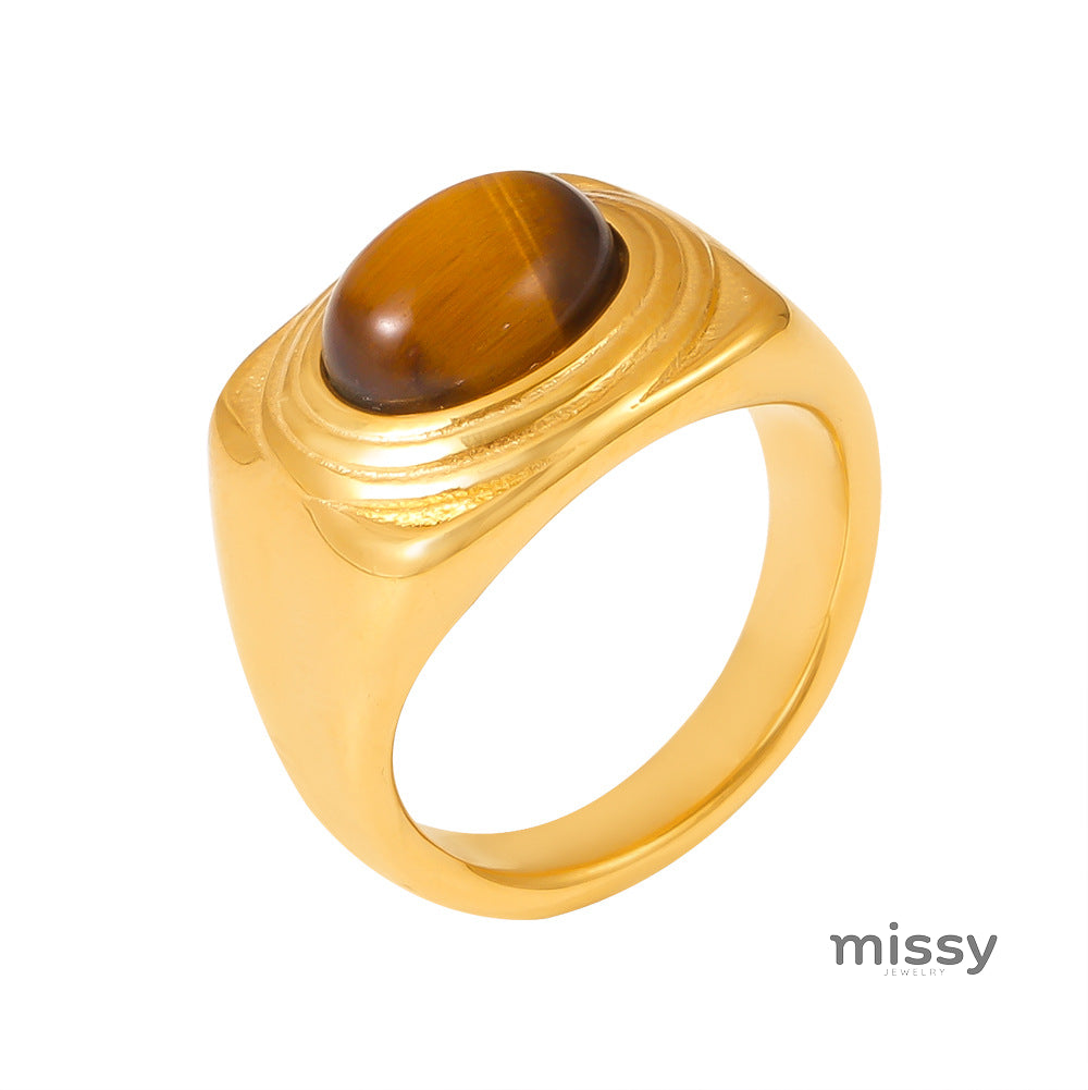Kaelyn Titanium Tiger Eye Ring [L6MM0QLU]