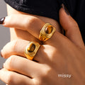 Kaelyn Titanium Tiger Eye Ring [XYAMZGJ1]
