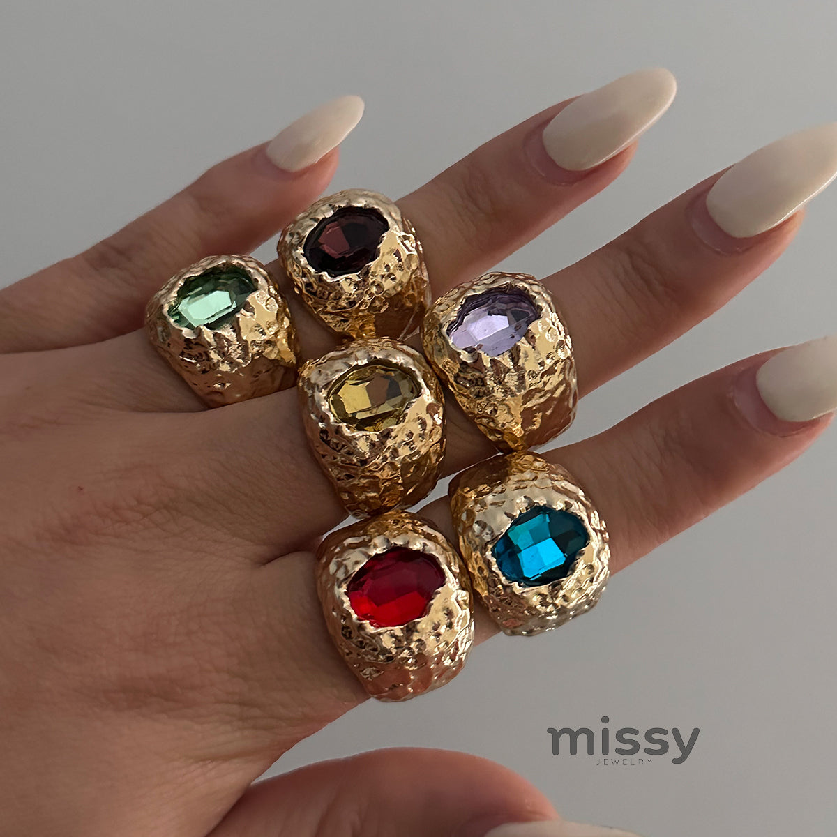 Kaleena Gemstone Open Ring