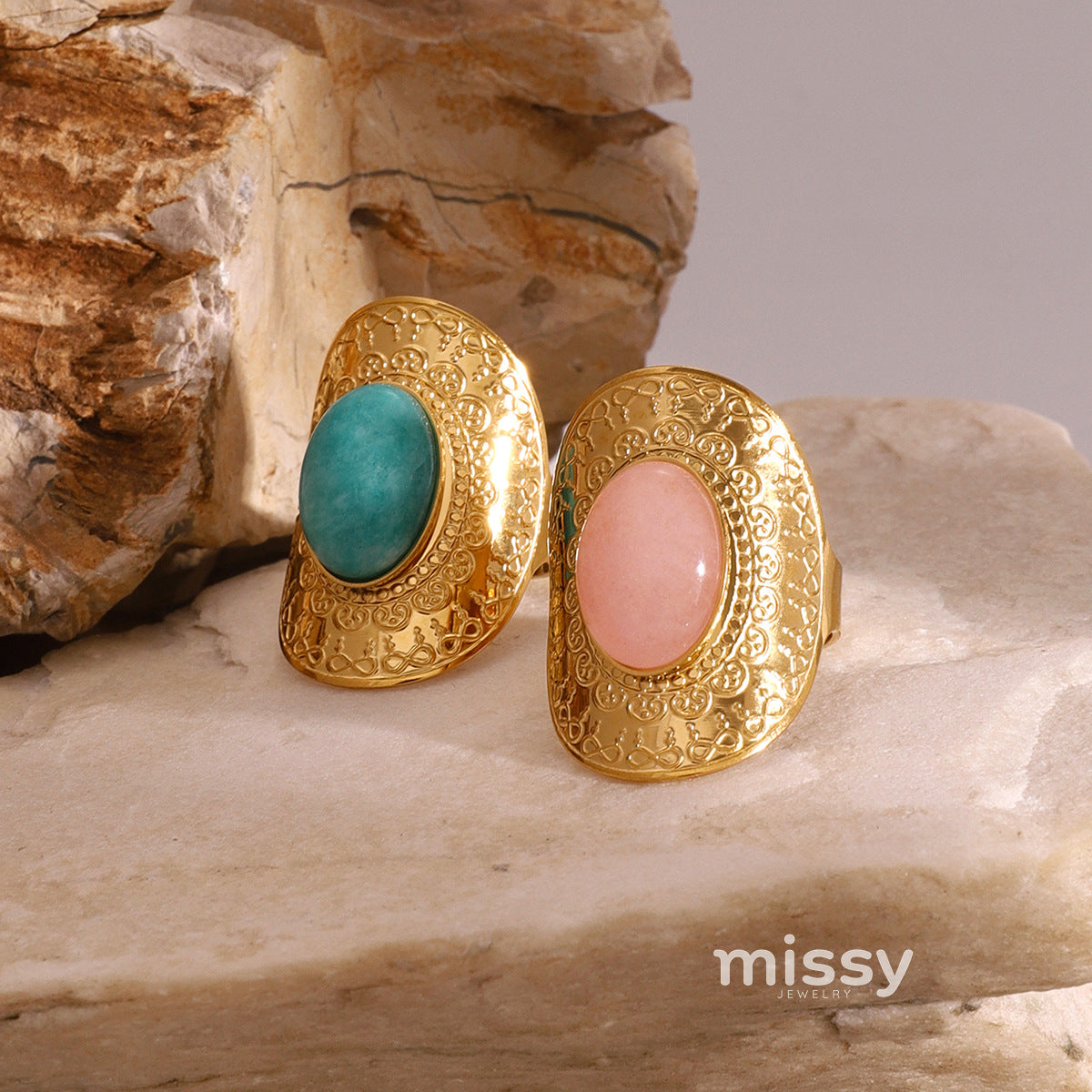 Kamari Open Natural Stone Ring