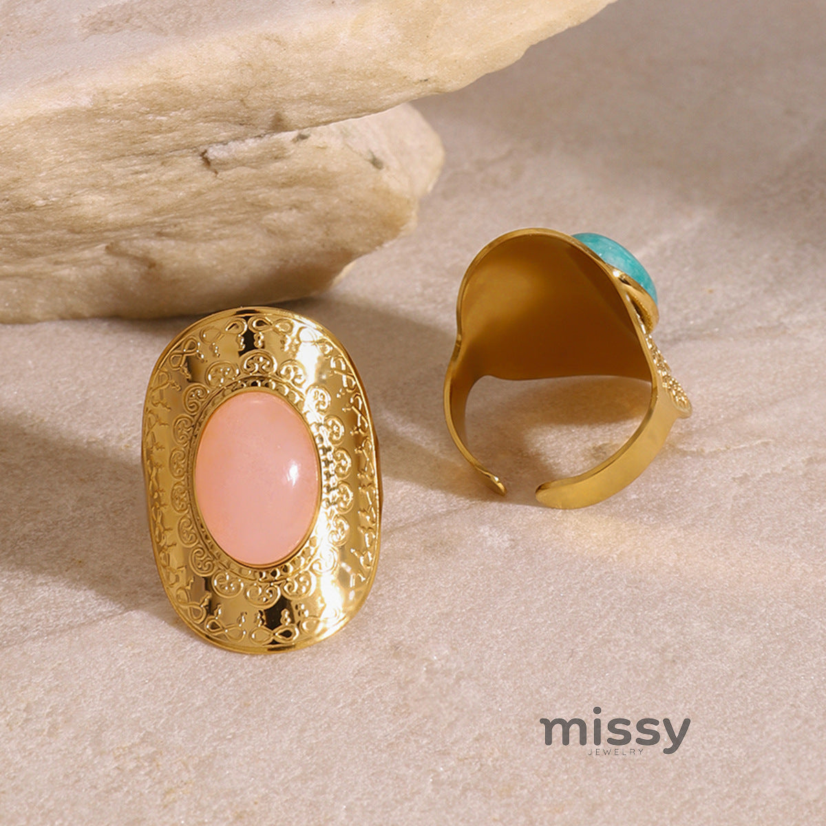 Kamari Open Natural Stone Ring