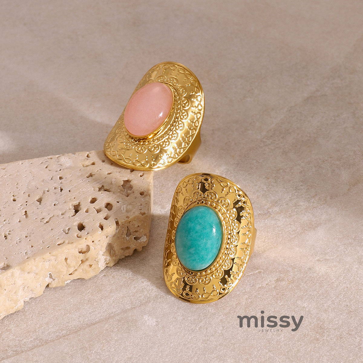 Kamari Open Natural Stone Ring