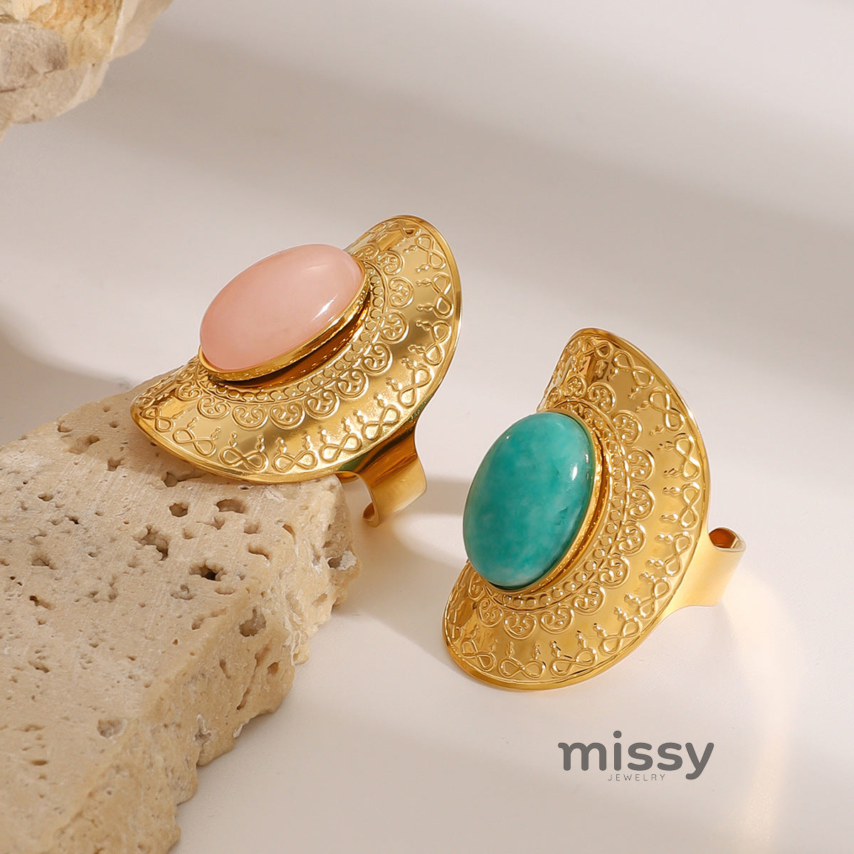 Kamari Open Natural Stone Ring