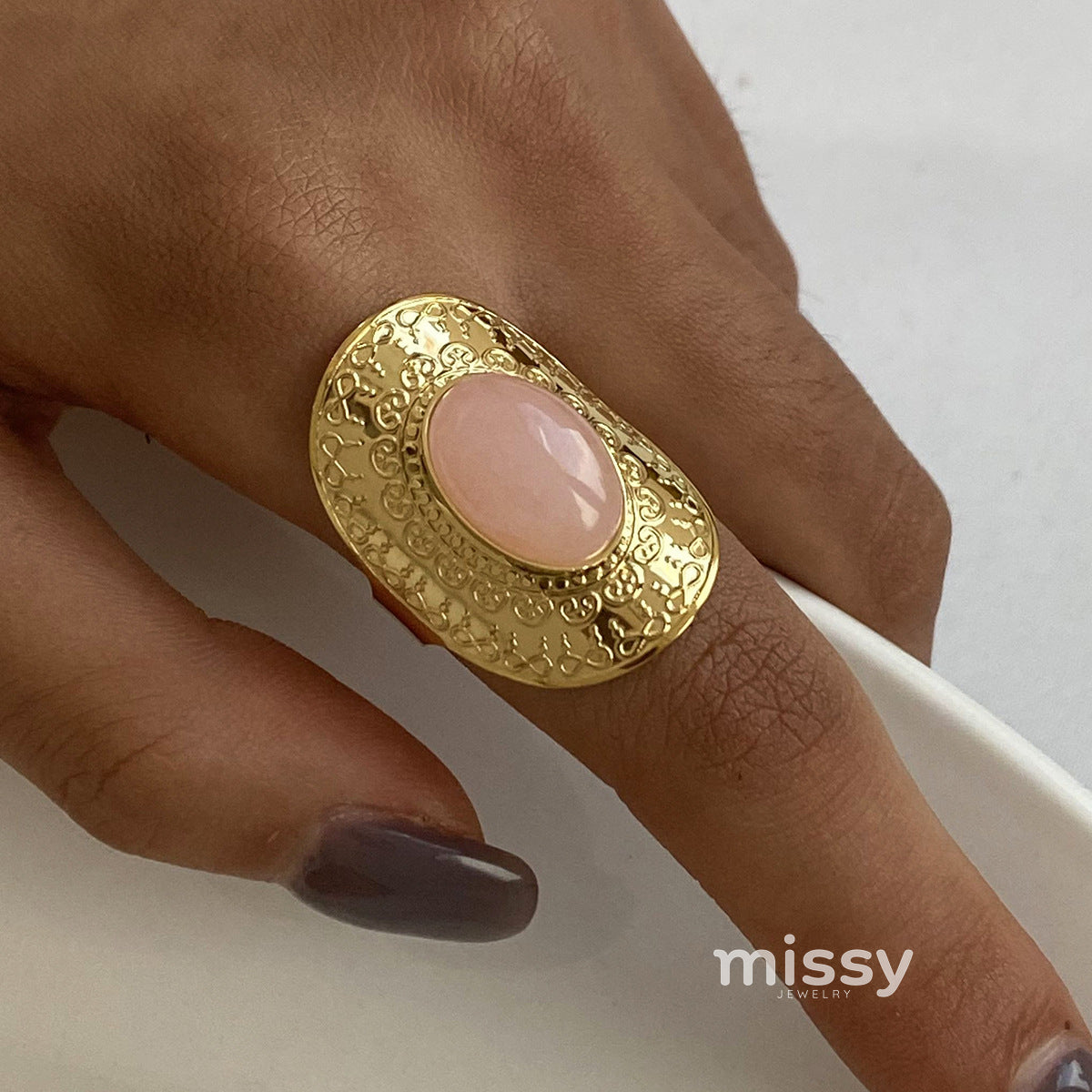 Kamari Open Natural Stone Ring