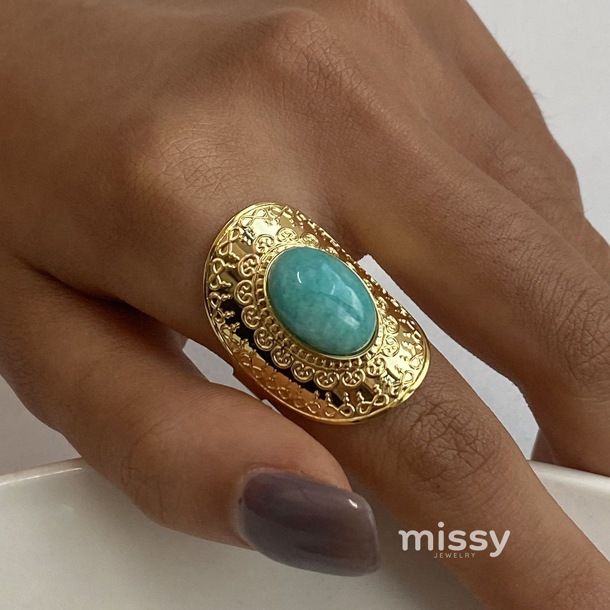 Kamari Open Natural Stone Ring