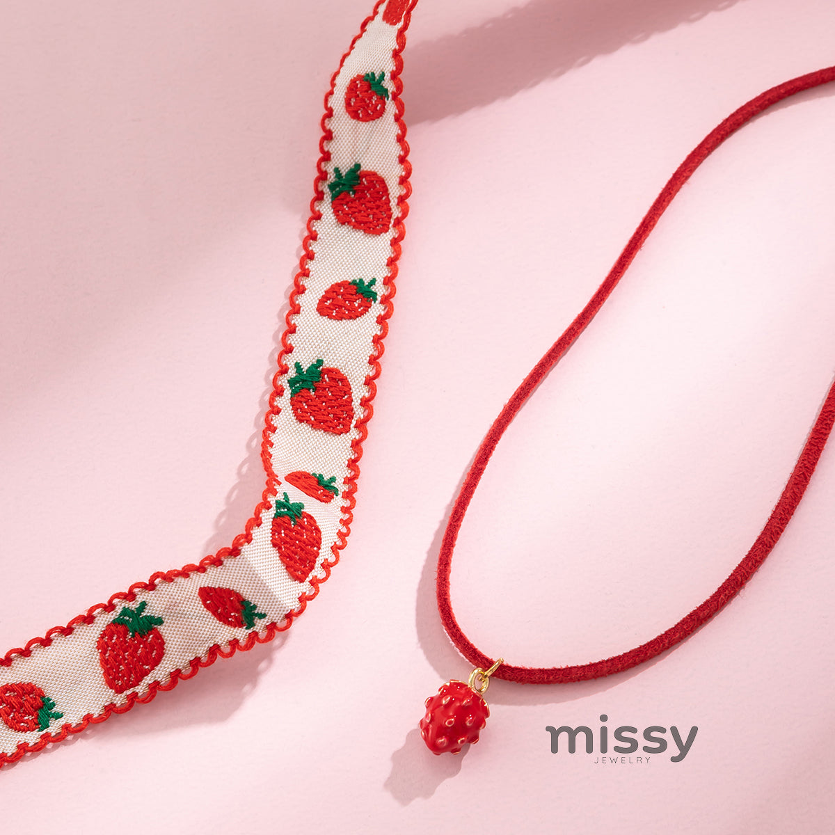 Kambree Strawberry Layered Necklace Set