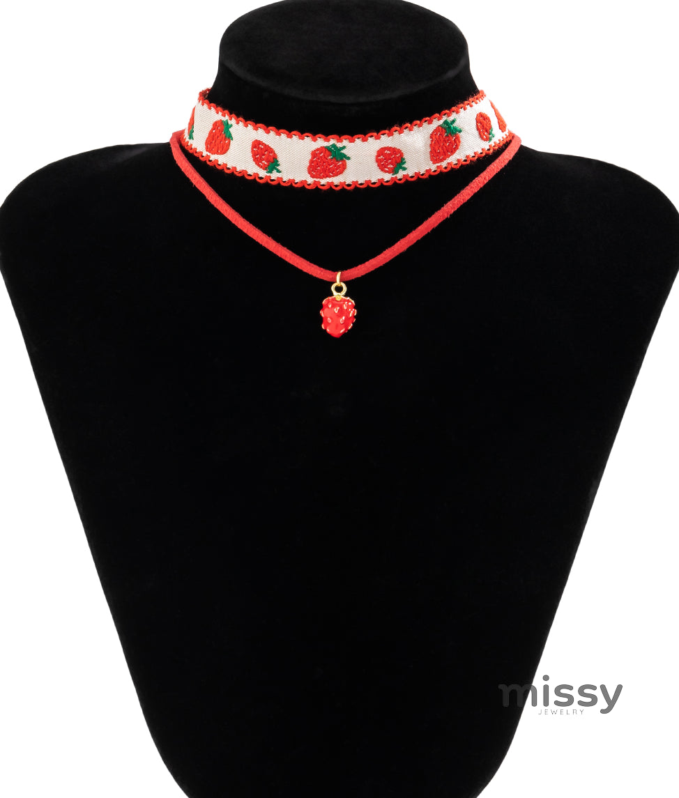 Kambree Strawberry Layered Necklace Set