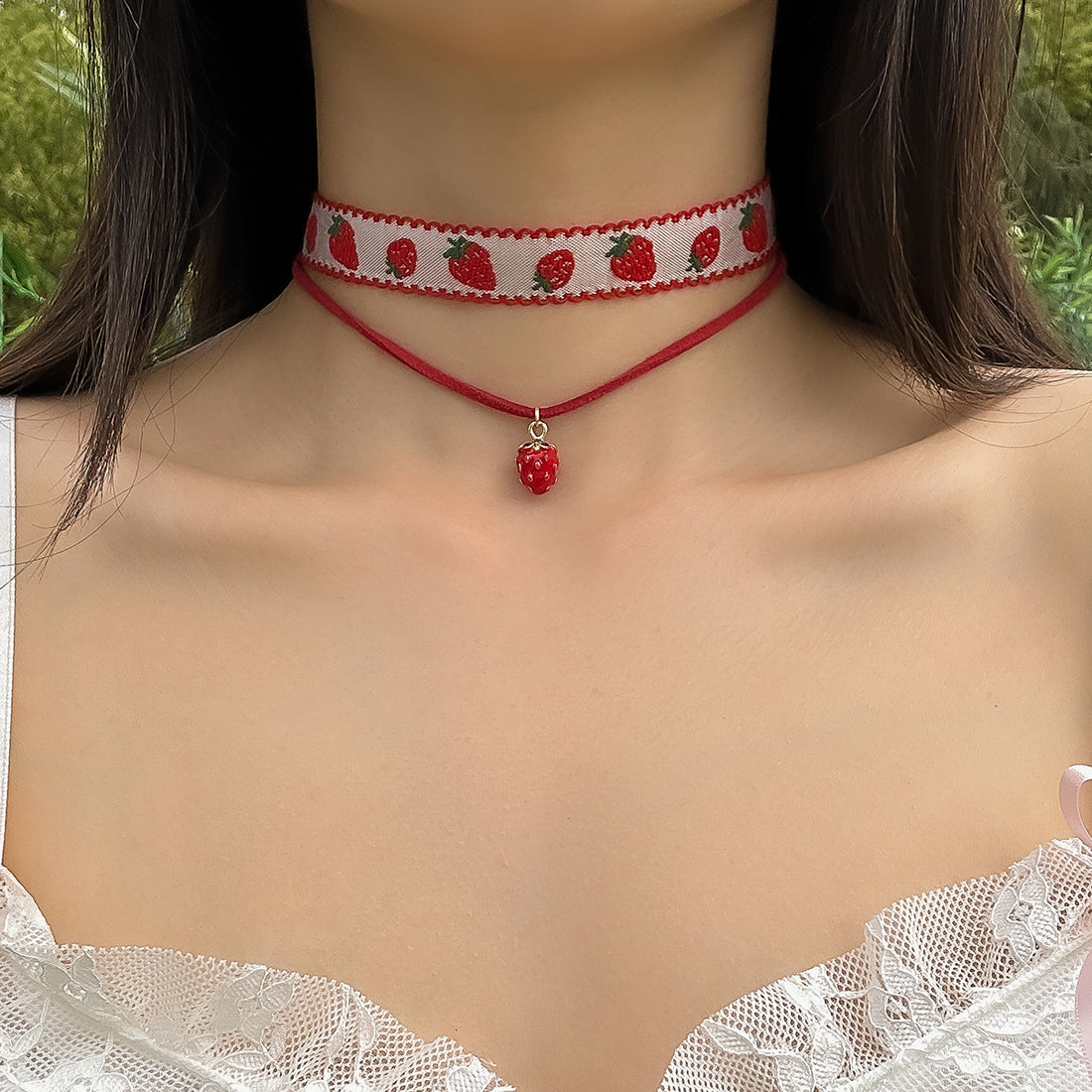 Kambree Strawberry Layered Necklace Set
