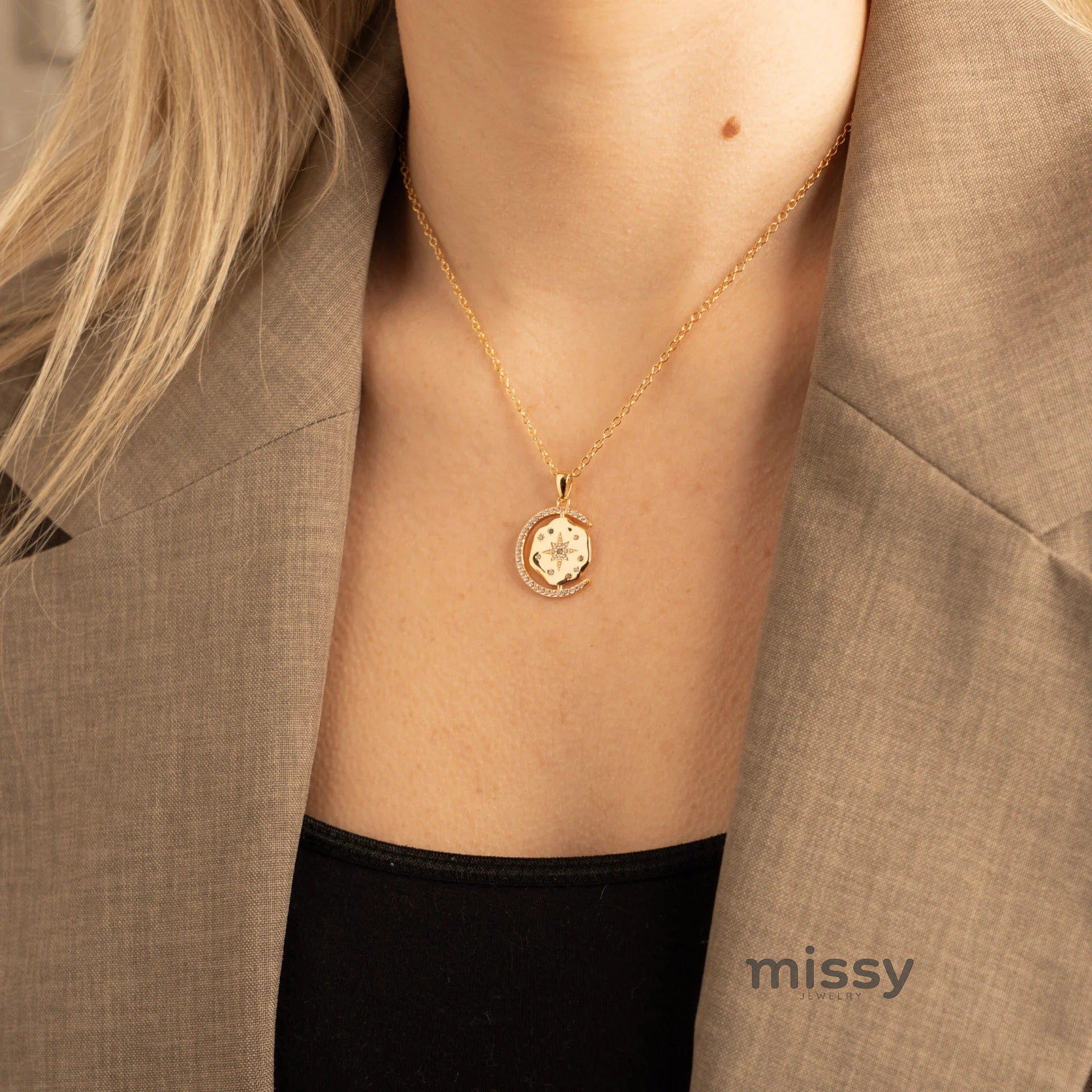 Kameryn Zircon Celestial Necklace [PZGMDBDE]