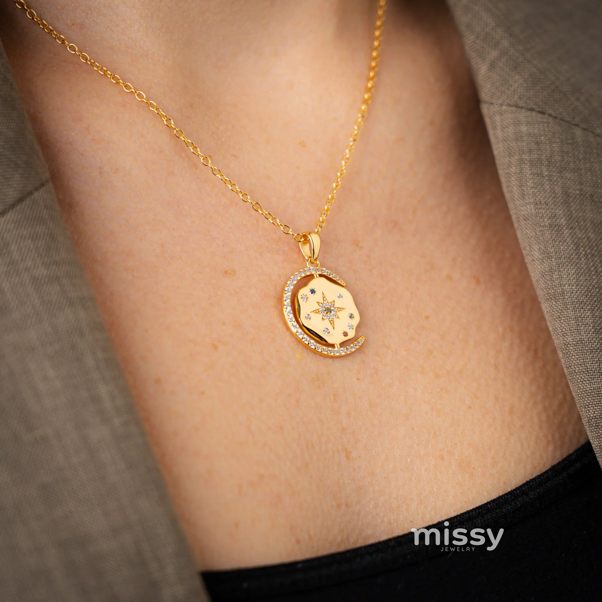 Kameryn Zircon Celestial Necklace [YP3SQRJS]