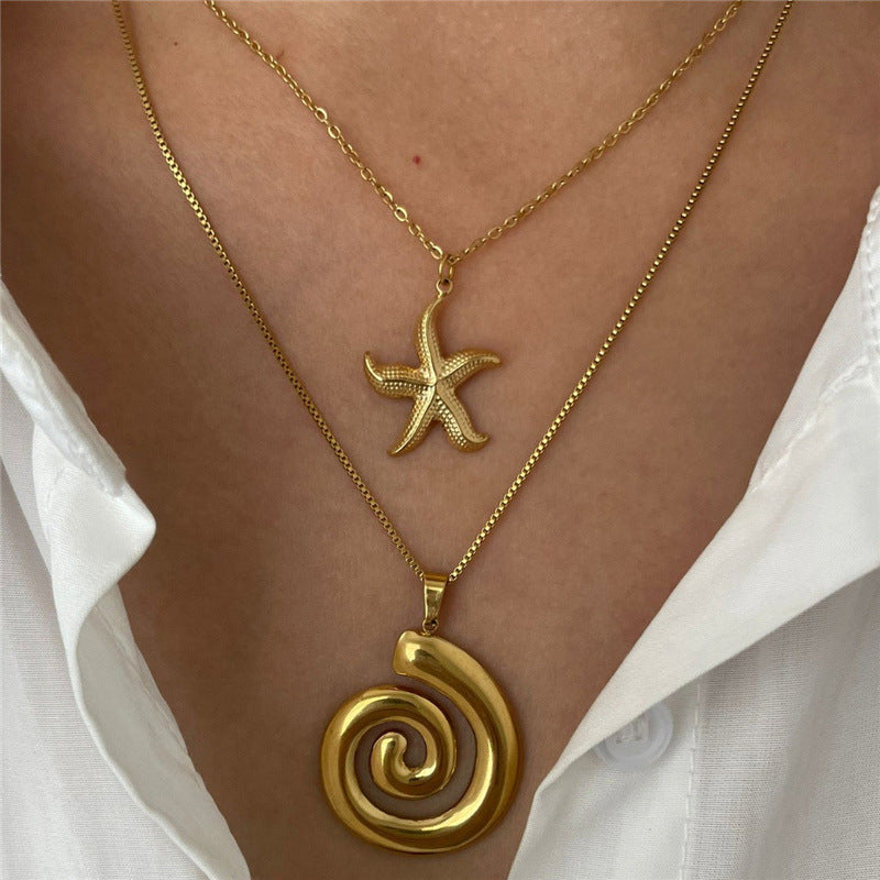 Karalynn Layered Starfish Necklace [12YAJ188]
