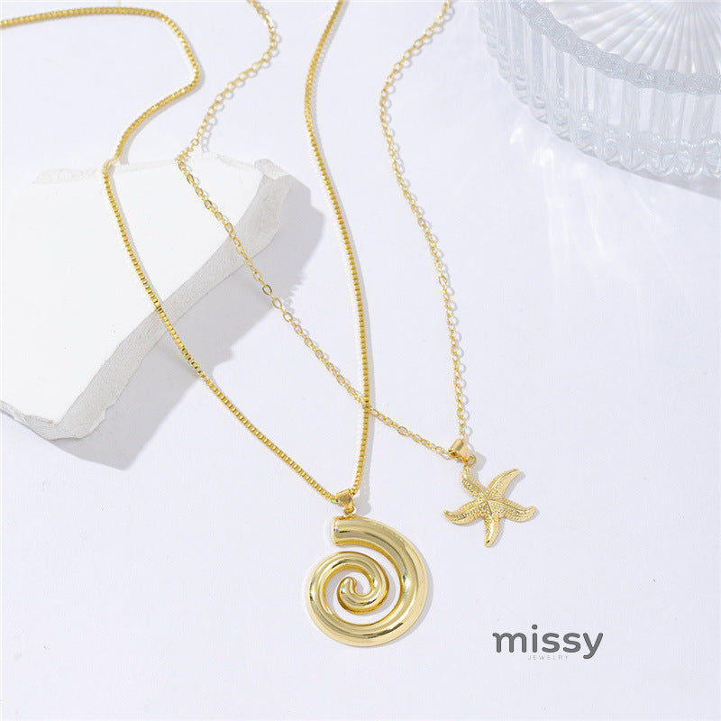 Karalynn Layered Starfish Necklace [12YAJ188]