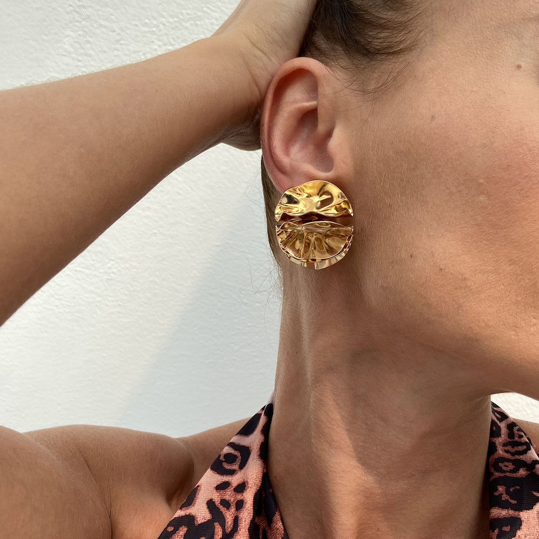 Karalynn Metallic Pleated Flower Earrings