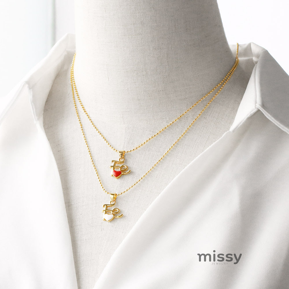 Keaton Enamel Heart Pendant Necklace [3VIN48R3]