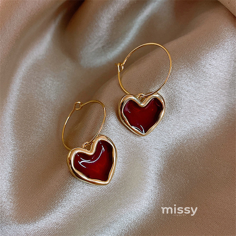 Kehlani Burgundy Heart Studs [XEZ30VC1]