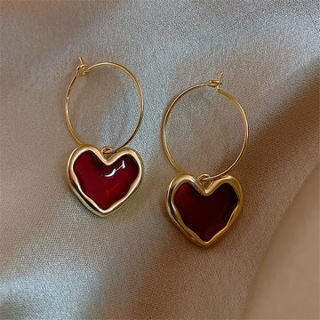 Kehlani Burgundy Heart Studs [33D86TZK]
