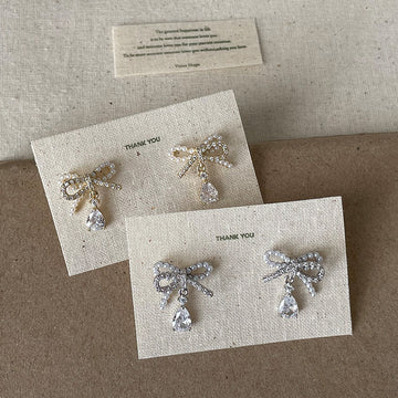 Kelcie Pearl Bow Drop Earrings [ZBL13A1L]