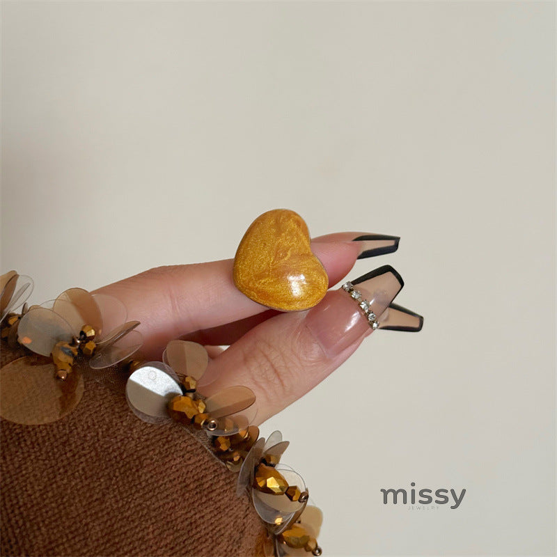Kelsy Enamel Heart Open Ring [H7DBT3UJ]