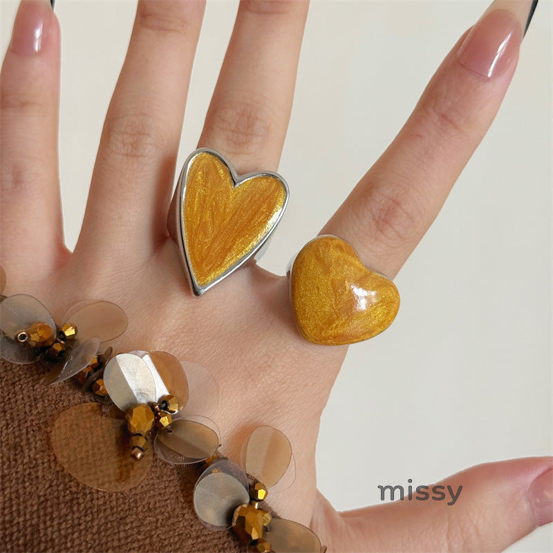Kelsy Enamel Heart Open Ring [782OLKT0]