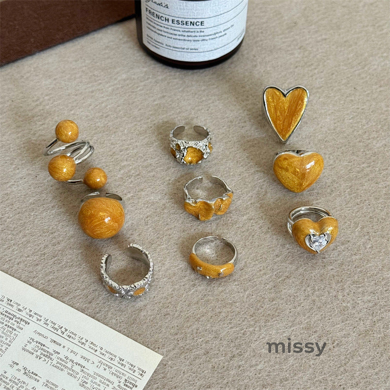 Kelsy Enamel Heart Open Ring [BL0EGBQM]