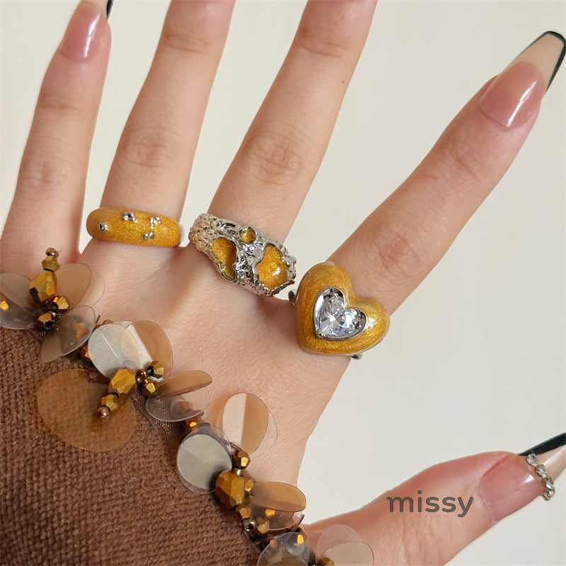 Kelsy Enamel Heart Open Ring [D05IC3I1]