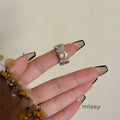 Kelsy Enamel Heart Open Ring [NIL9BK2D]