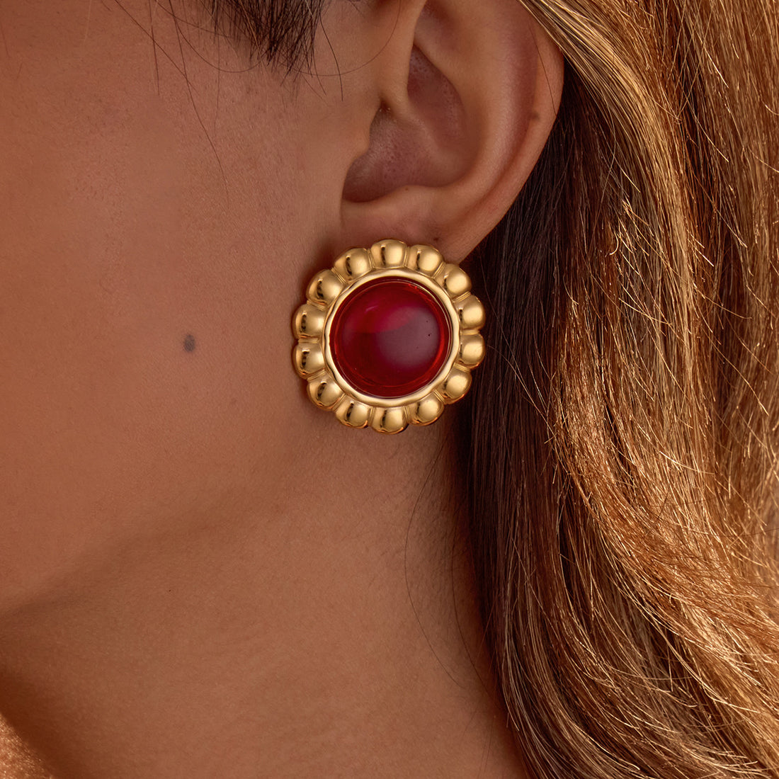 Kenslie Bold Agate Hoop Earrings [GCKK5KP0]