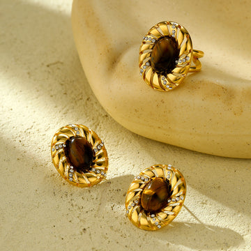 Keri Oval Tiger Eye Jewelry Set [G4SQ7SKV]