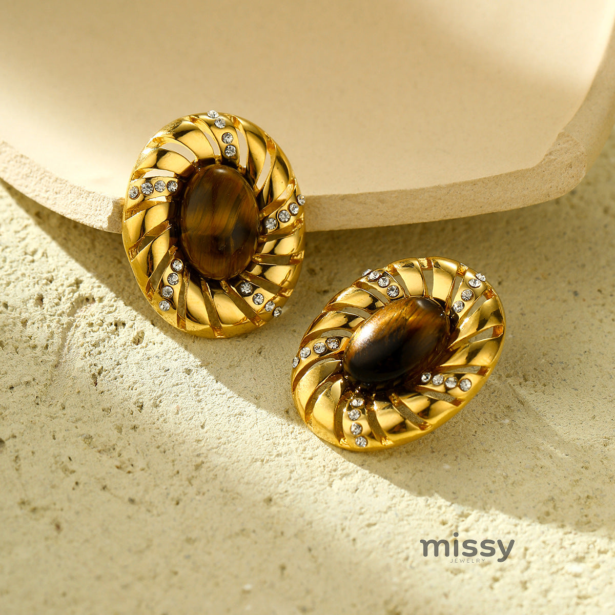 Keri Oval Tiger Eye Jewelry Set [D5JWPQL7]