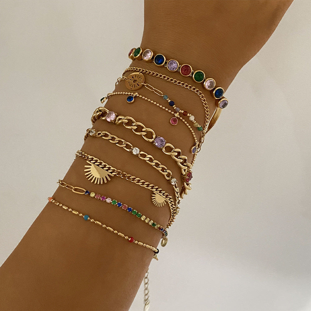 Keyara Colorful Zircon Bracelet Set [9T88JYPF]