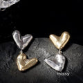 Klaire Two-Tone Heart Tassel Earrings [YHHOC49V]