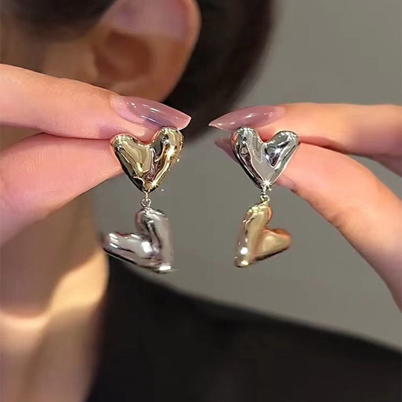 Klaire Two-Tone Heart Tassel Earrings [Q6GMJOXS]