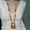 Klaudia Leopard Print Chain Necklace [FDM78F16]